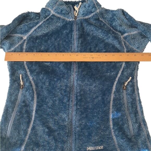 Marmot Fleece Blue Zip Up Long Sleeves Front Pociets Jacket Size Medium - Picture 12 of 13